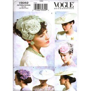 Vogue V8052 Misses One Size 5 Vintage Style Hats Uncut Sewing Pattern